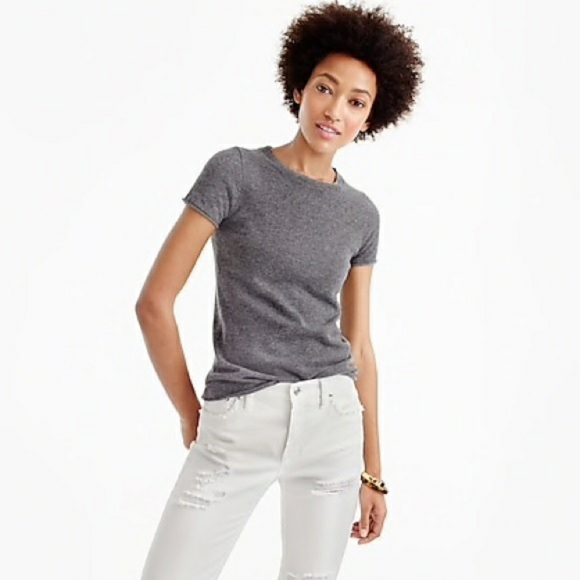 J. Crew | Sweaters | J Crew Italian Cashmere Short Sleeve Sweater Gray Size  Medium | Poshmark